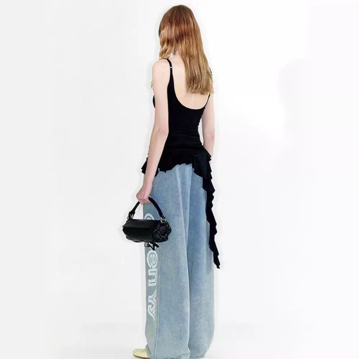 Dame asymmetrisk ruffles slip dress Stilla