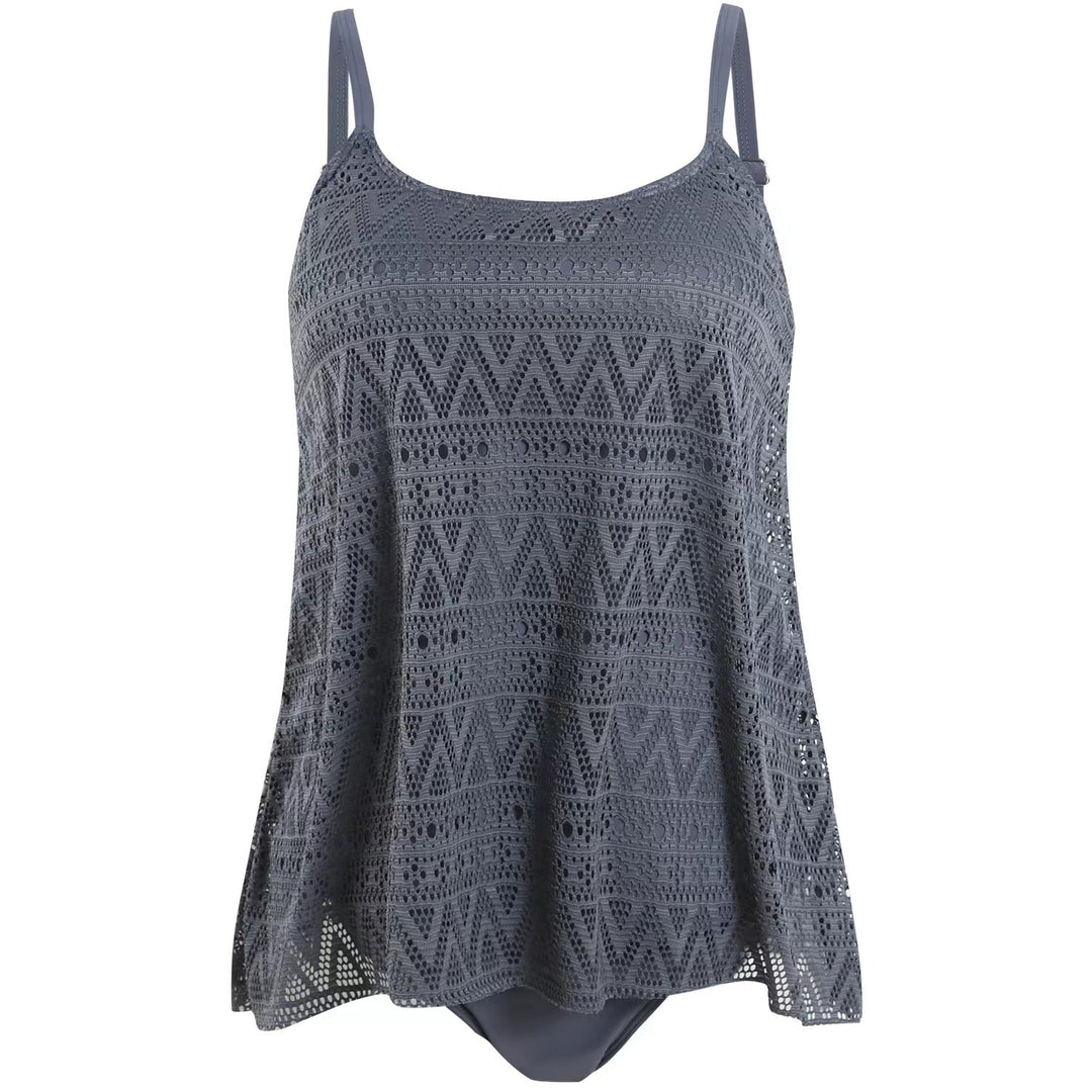 Dame elegant strandtop med moderne hulmønster Skovae