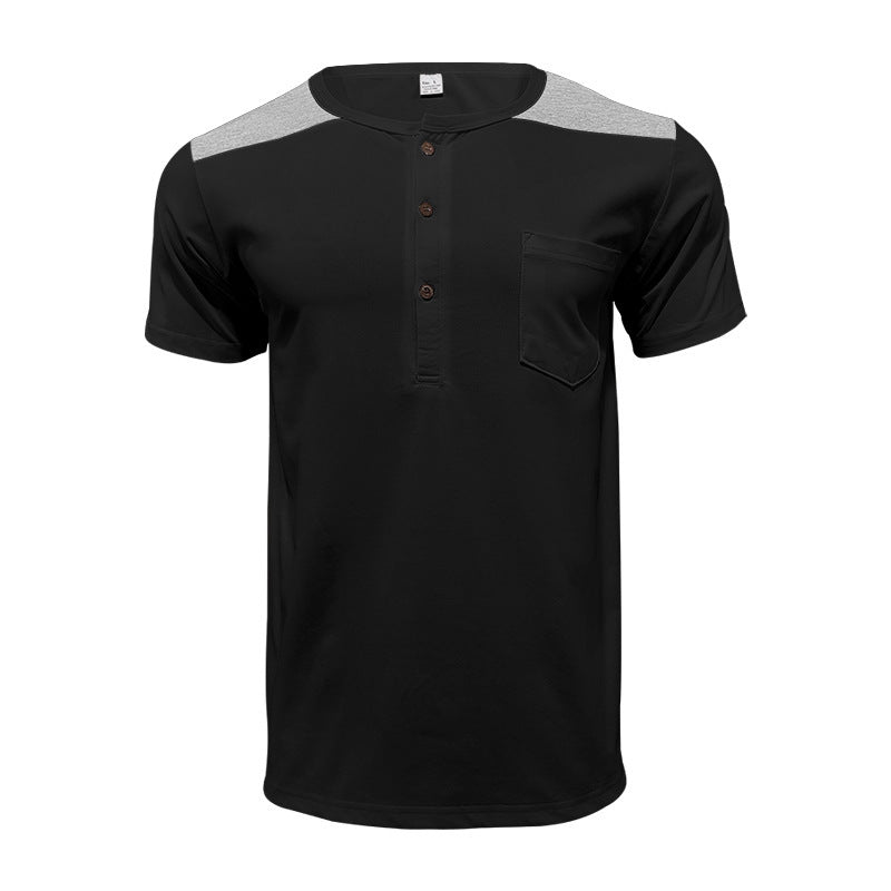Herrer behagelig kortærmet Henley T-shirt med moderne design og praktisk brystlomme Stilla