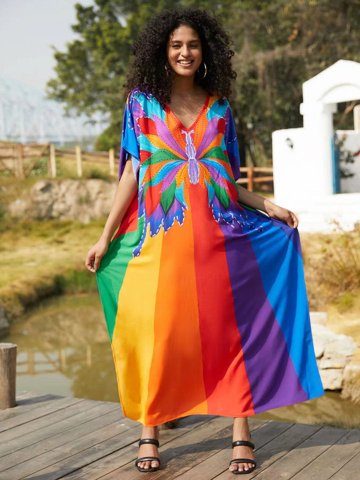Dame Kaftan med attraktivt snit og livligt design Stilla