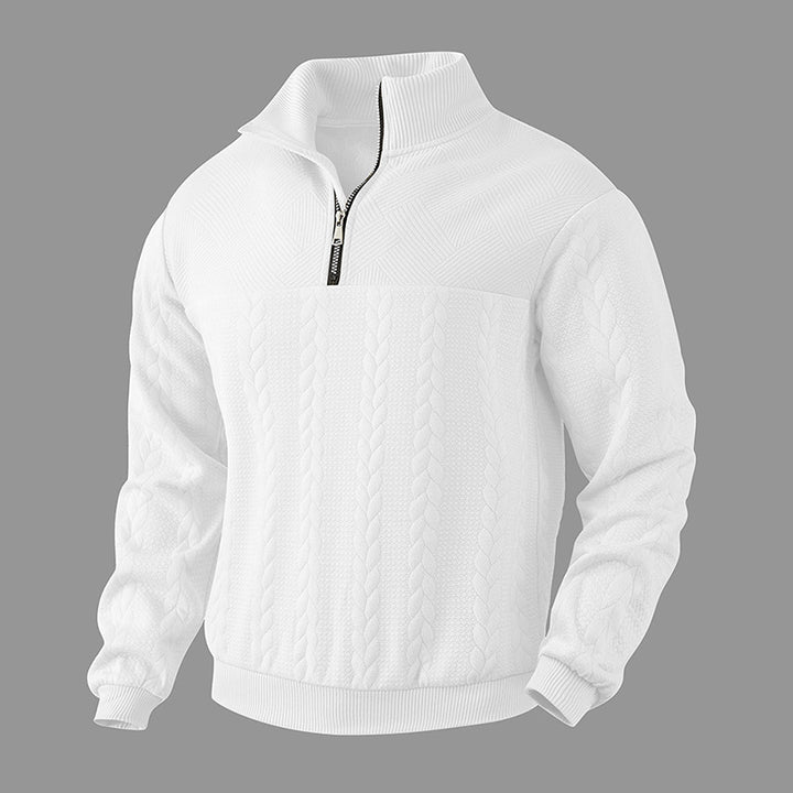 Herre afslappet fleece-trøje med halv lynlås og struktureret design Stilla