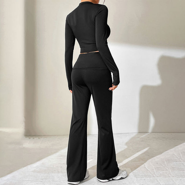 Damer Sporty sæt med kombineret cut-out top og bred bukseåbning Skovae