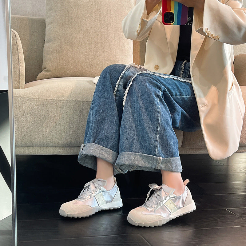 Dame Sporty Sneakers med elegante Satin- og Nubuck-elementer Stilla