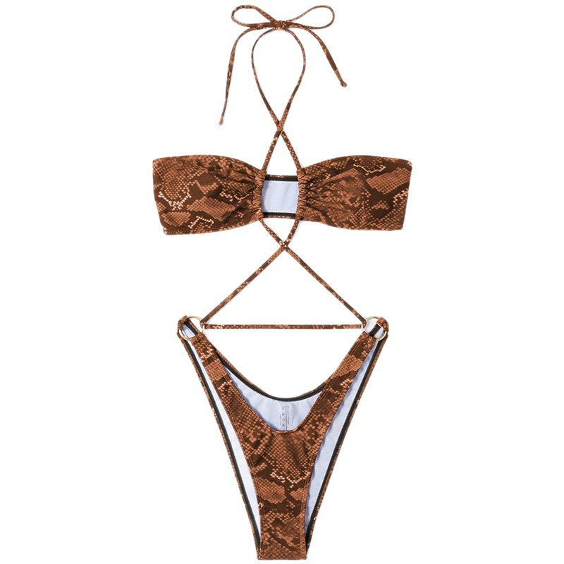 Dame Bikini-Sæt med raffineret indpakningsdesign og elegante krydsledere Skovae