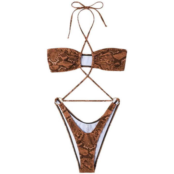 Dame Bikini-Sæt med raffineret indpakningsdesign og elegante krydsledere Skovae