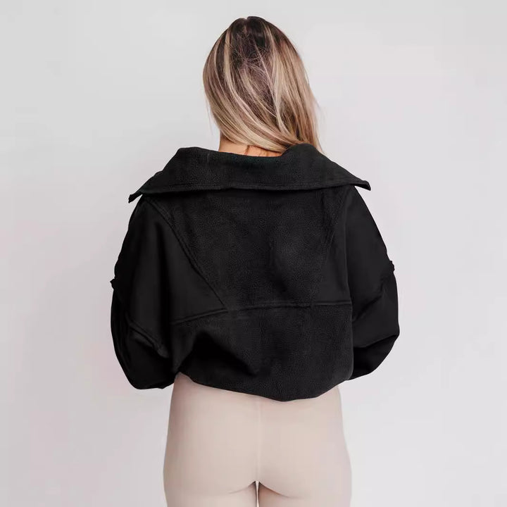 Dame hyggelig fleece-pullover med lynlås og praktiske lommer Stilla