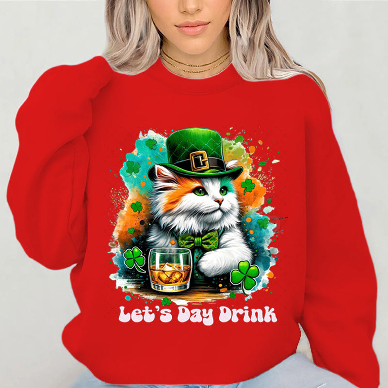Kvinders sweatshirt med sjov katte-design og inspirerende tekst Stilla