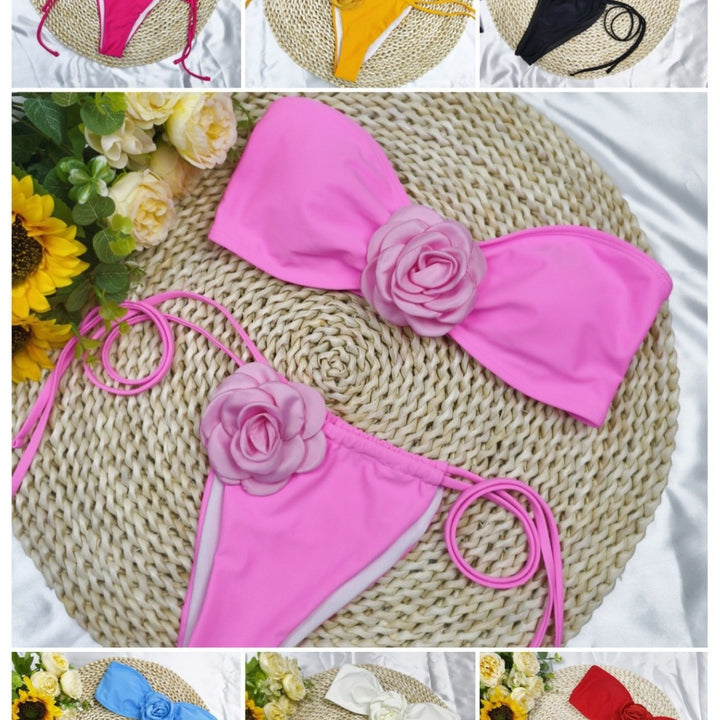 Dame bikini-sæt med blomsteraccent og legende detaljer Stilla