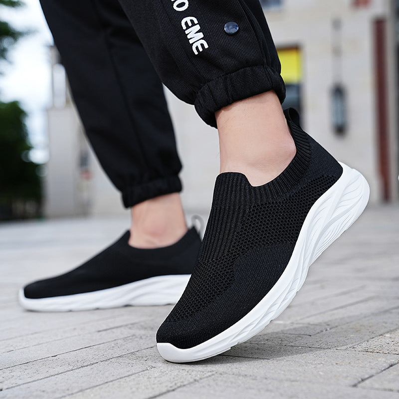 Unisex nan elastisk strik-sneakersko med ergonomisk dæmpningssål og hælsløjfe Skovae