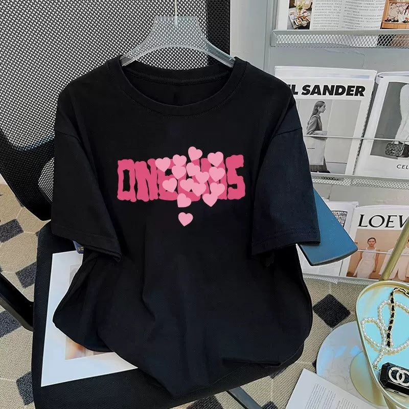 Dame Grafik T-shirt med kreativt hjerte-design Stilla