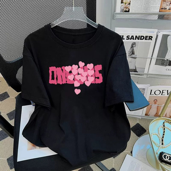 Dame Grafik T-shirt med kreativt hjerte-design Stilla
