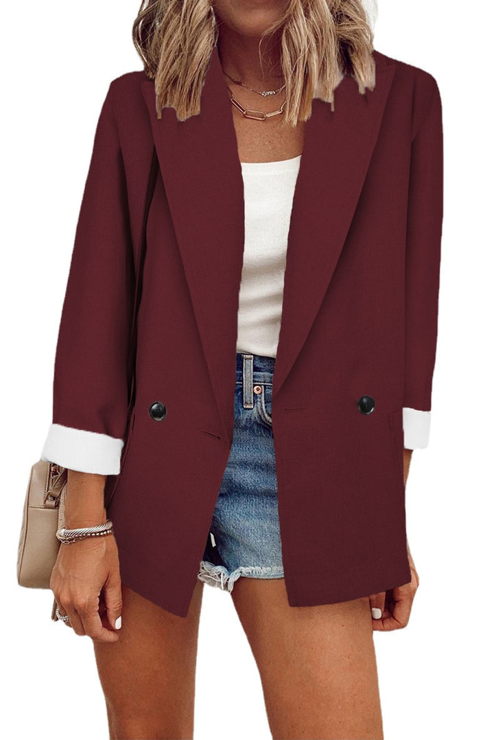 Dame Elegant Oversized Blazer med dobbeltrække af knapper og stilfulde detaljer Stilla