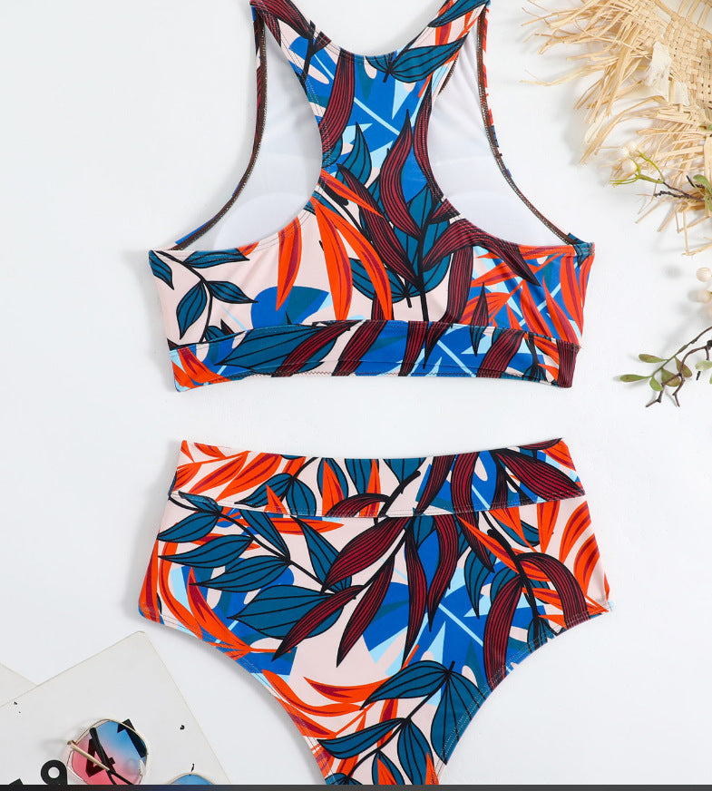 Dame Sporty Bikini-sæt med højhalset crop top og figursyet trusse Stilla