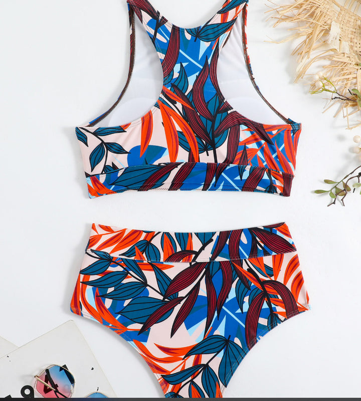 Dame Sporty Bikini-sæt med højhalset crop top og figursyet trusse Stilla