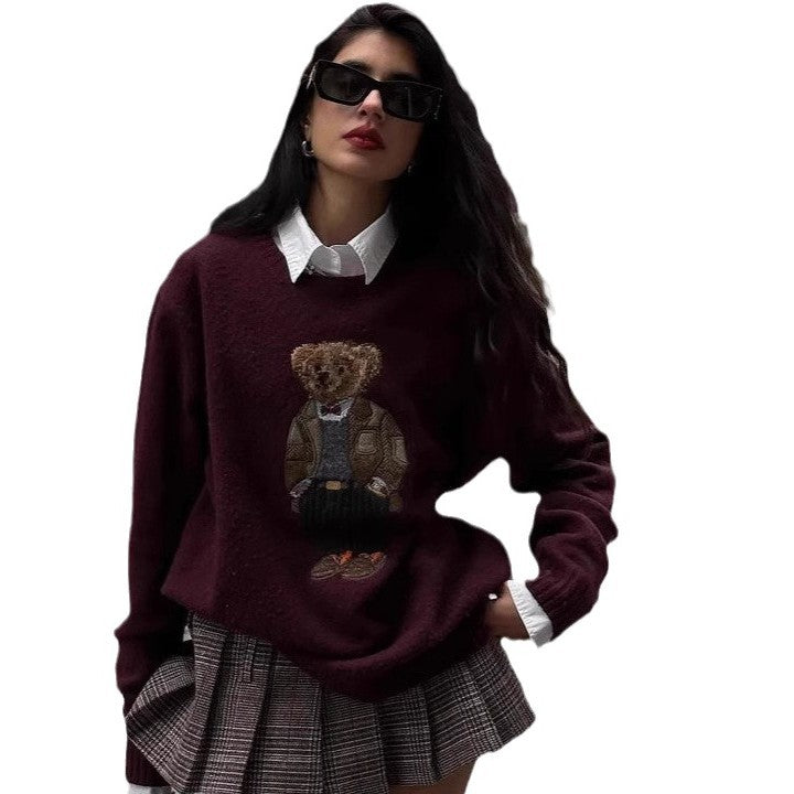 Dame sweater med unikt bjørnebroderi-design Stilla