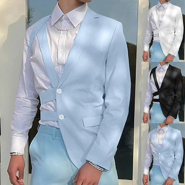 Dame nan asymmetrisk blazer med bånddetaljer og reverskrave Skovae