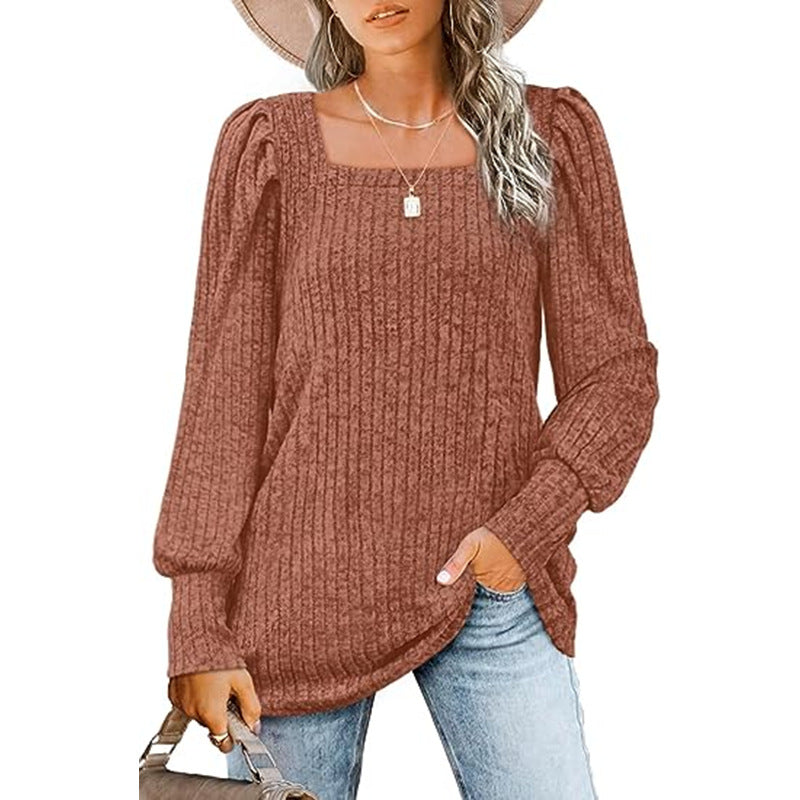 Dame sweater med ribbet design og ballonærmer Stilla