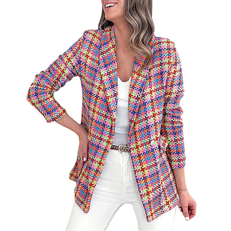 Dame mode Tweed-blazer med struktureret overmateriale og afslappet pasform Stilla