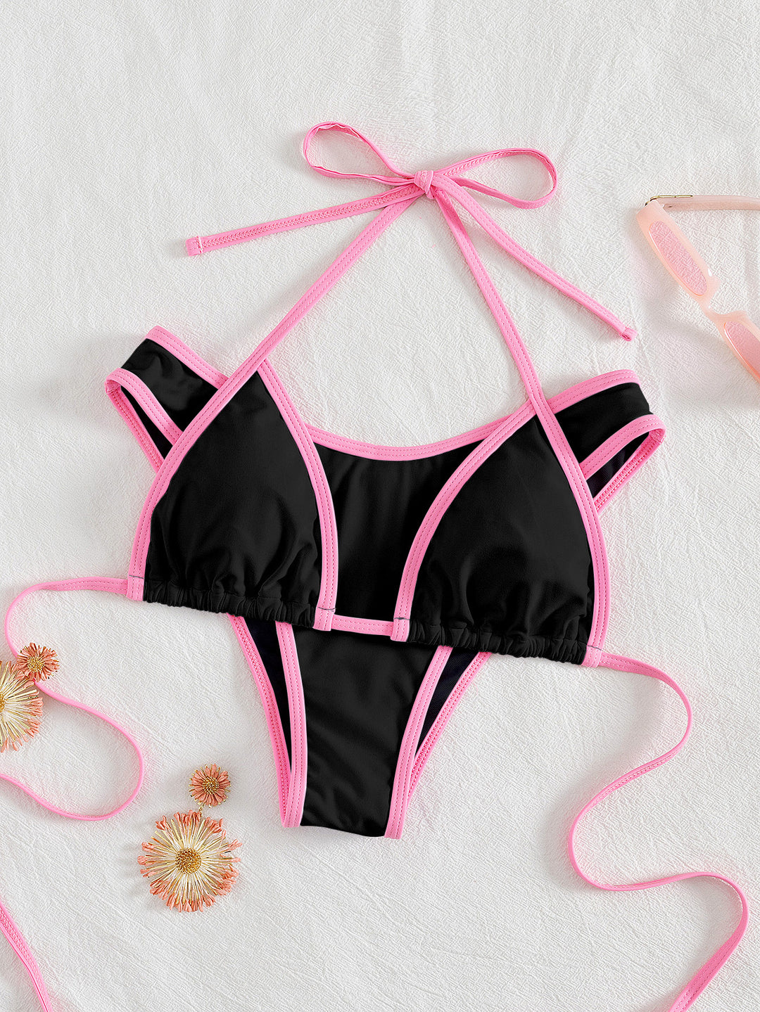 Dame Triangel-Bikini med spændende stribe-design Skovae