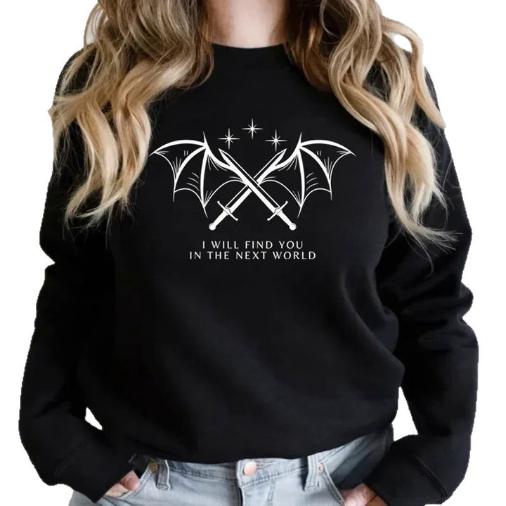 Kvinders sweatshirt med kunstnerisk grafisk design og inspirerende bogstaver Stilla