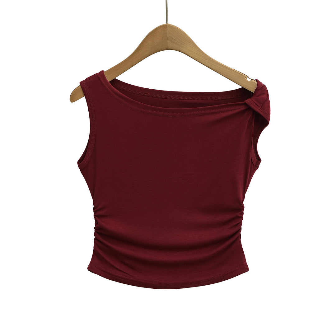 Dame ærmeløs tanktop med elegant indpakningsdesign og fin ribstruktur Stilla