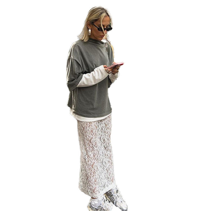 Dame Løs Oversized T-shirt med Drapering Stilla