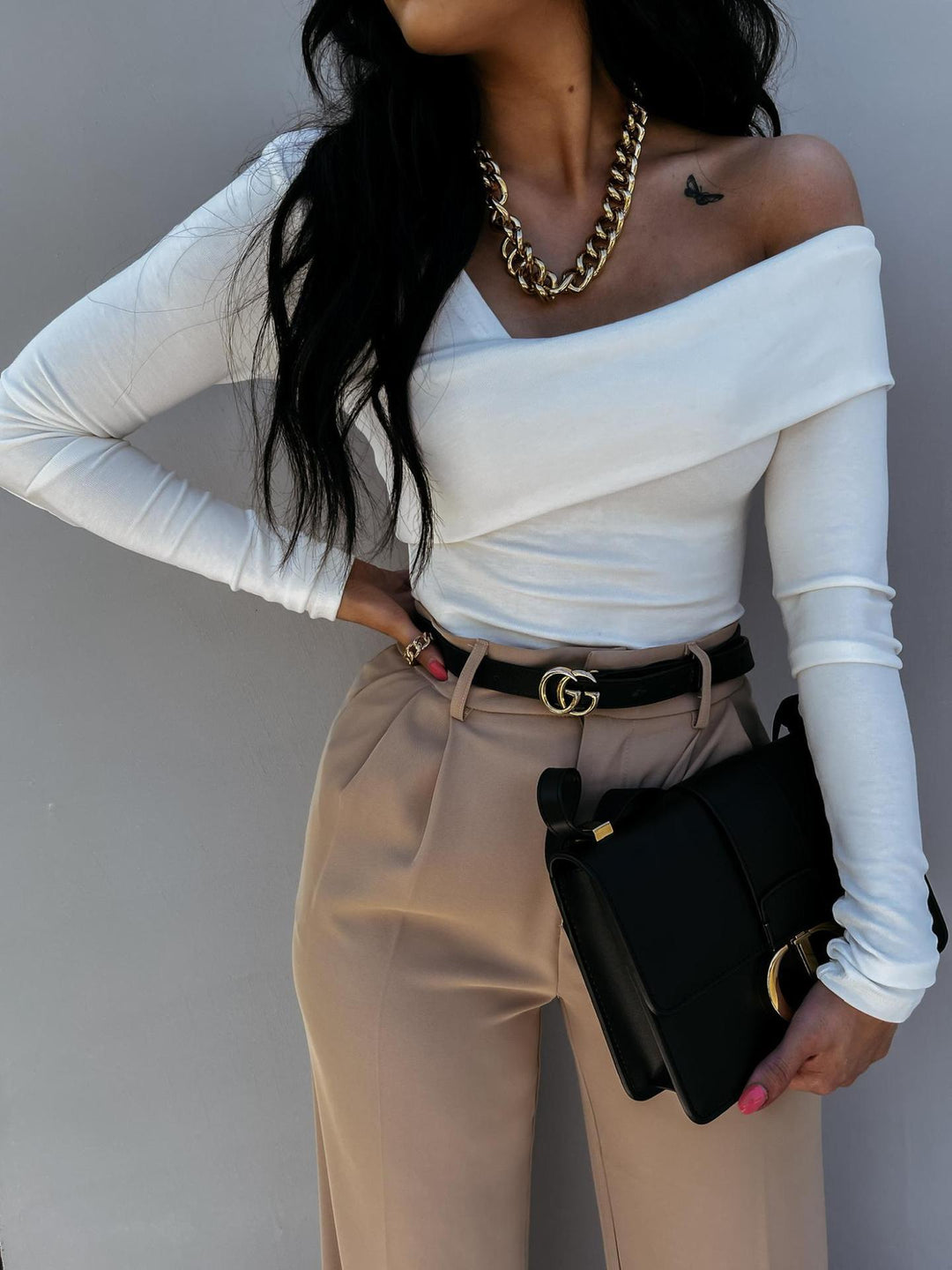 Dame Off-Shoulder Elegant Langærmet Top Stilla