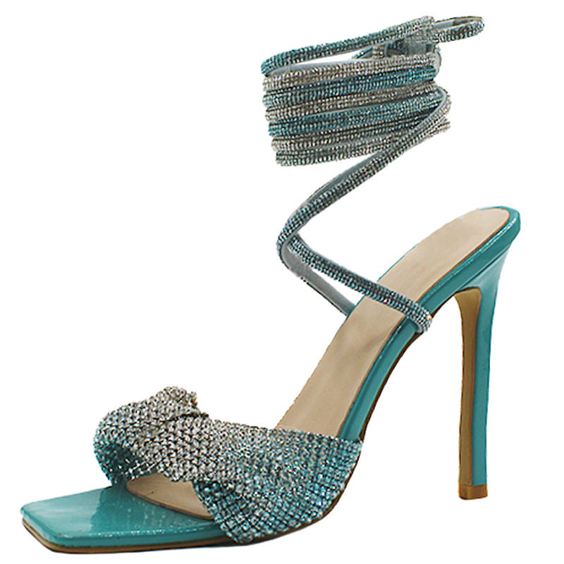 Femme Glamorous Pailletter Høje Hæl Sandaler Stilla