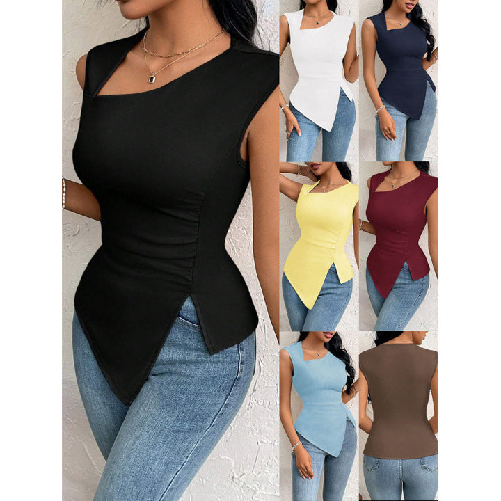Damen Schnittiges Oberteil mit asymmetrischem Saum und figurbetontem Design Skovae