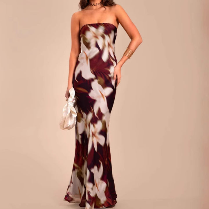 Femme Strapless Floral Maxi Kjole Stilla