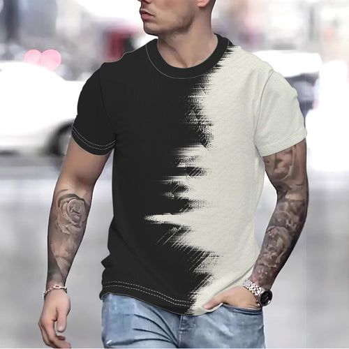 Herrer T-shirt med moderne farvegradient og unikt struktureret design Stilla