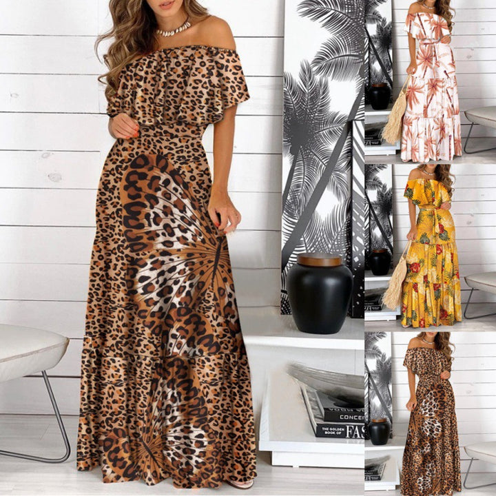 Dame Off-Shoulder Maxikjole med udskåret kant Stilla