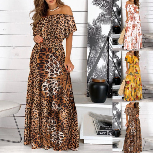 Dame Off-Shoulder Maxikjole med udskåret kant Stilla