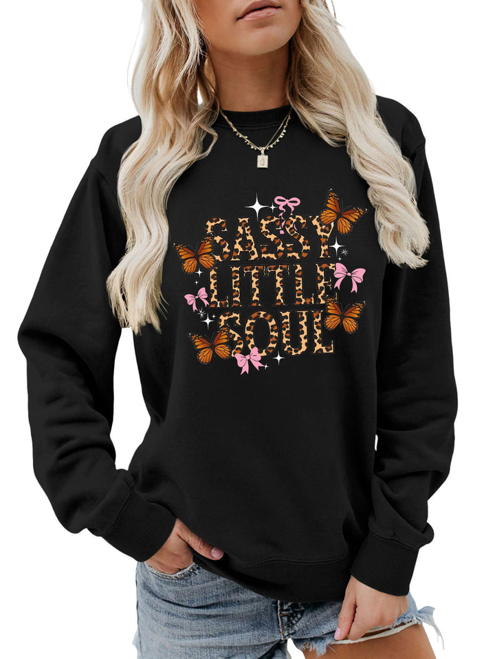 Kvinders sweatshirt med kunstnerisk sommerfugledesign Stilla