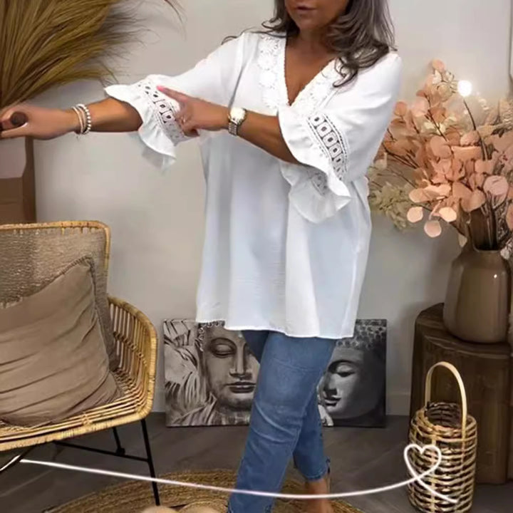 Damer elegant Bluse med florale broderier Stilla
