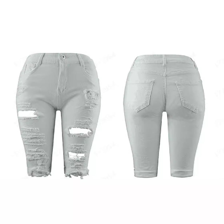 Dame Stilfulde Revnede Denim-Bukser med høj talje og smal pasform Stilla