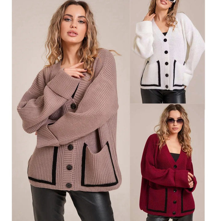Dame cardigan med knapbar design og lommer Stilla