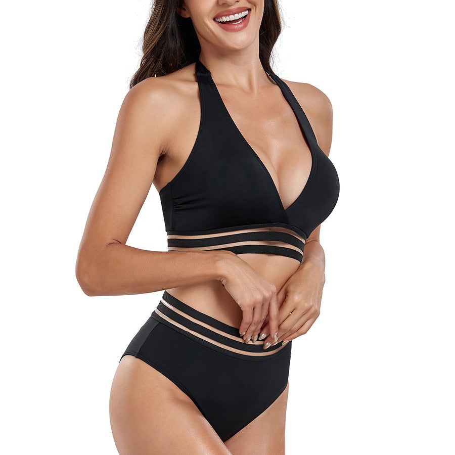 Dame højtaljet bikini-sæt med innovativt cut-out-design Skovae