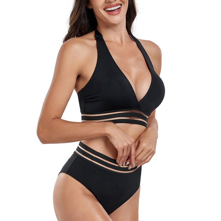 Dame højtaljet bikini-sæt med innovativt cut-out-design Skovae