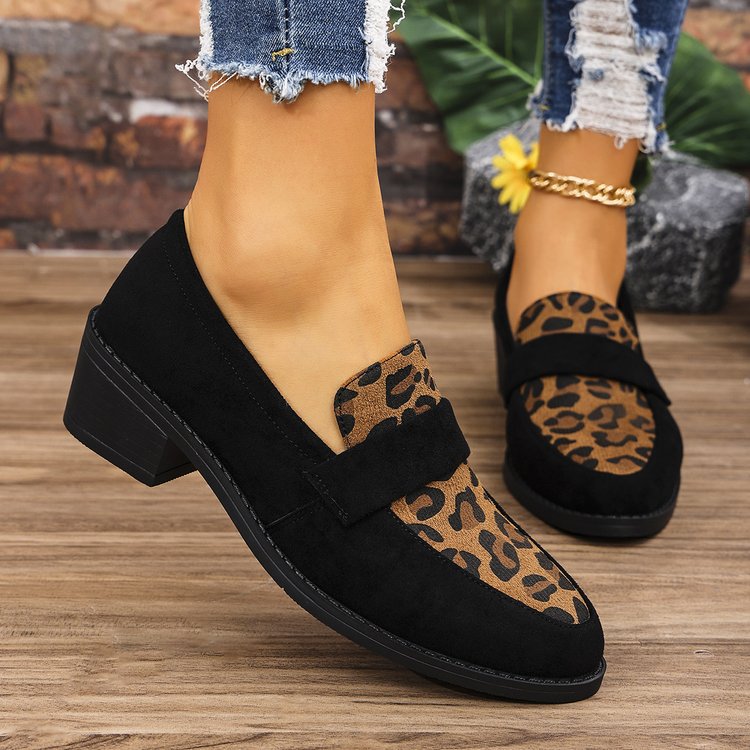 Dame loafers med moderigtigt leopardmønster og behagelig fodseng Skovae