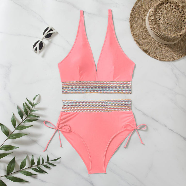 Dame Højt skåret Bikini-sæt med fashionable bindebånd og elegance snit Stilla