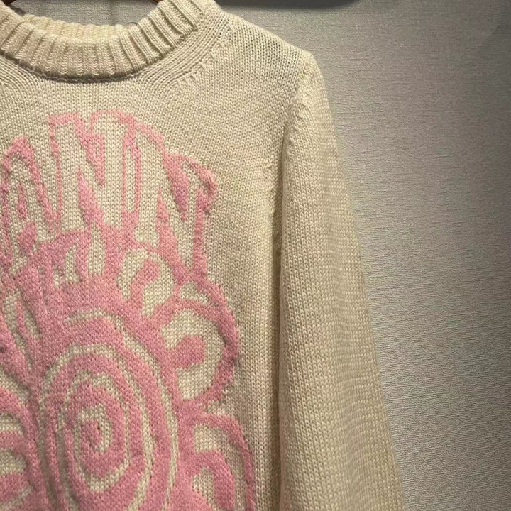 Dame strikpullover med kreativt grafikmønster og høj krave Stilla