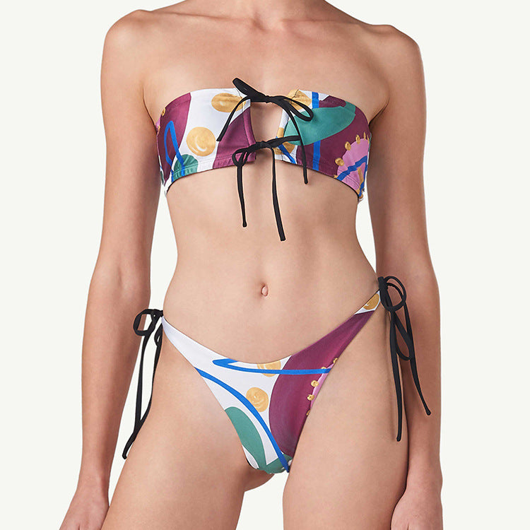 Dame Bandeau-Bikini-sæt med legende dekor Stilla