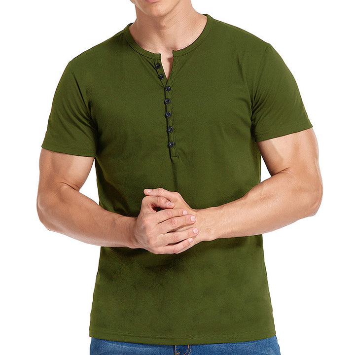 Herrer kortærmet Henley-shirt med stilfuld knaplukning Stilla