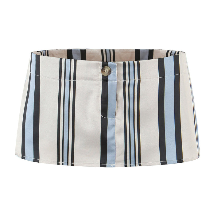 Dame Halsbinde-top med trendy krave og stribet design Stilla