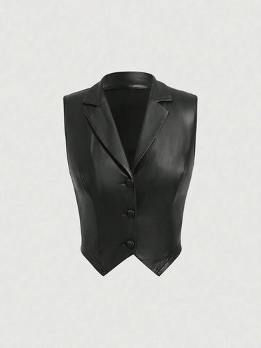 Dame Elegant tætsiddende vest i kunstlæder Stilla