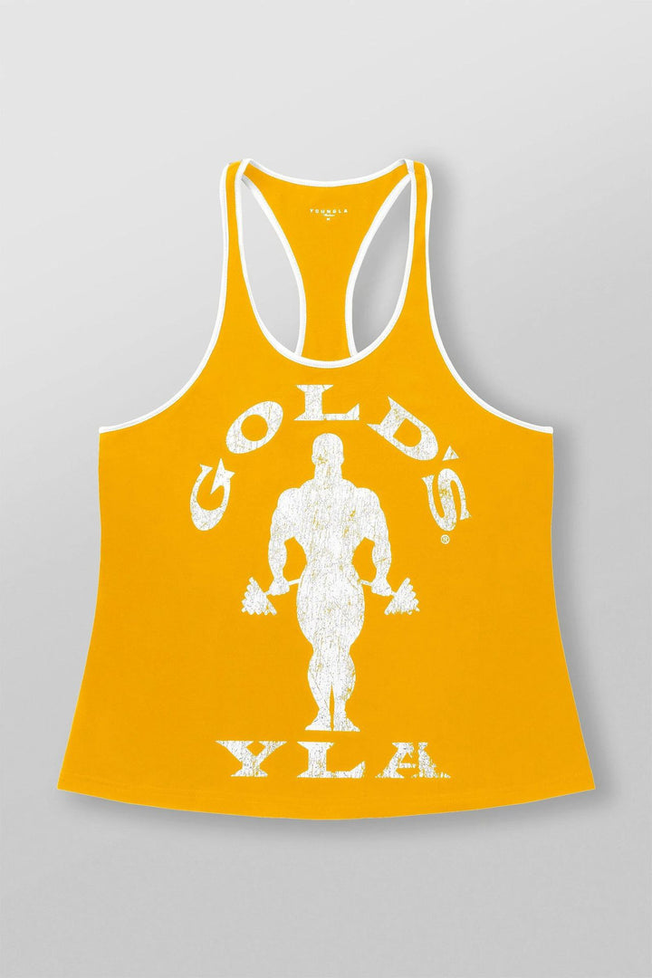Herrer nan atletisk Stringer Tanktop rygfri snit med kontrastpiping og kraftsportmotiv Skovae