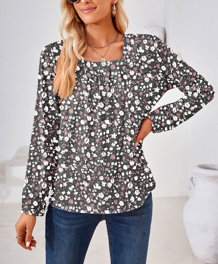 Damer bluse med blomster jacquard-mønster og løs pasform Stilla