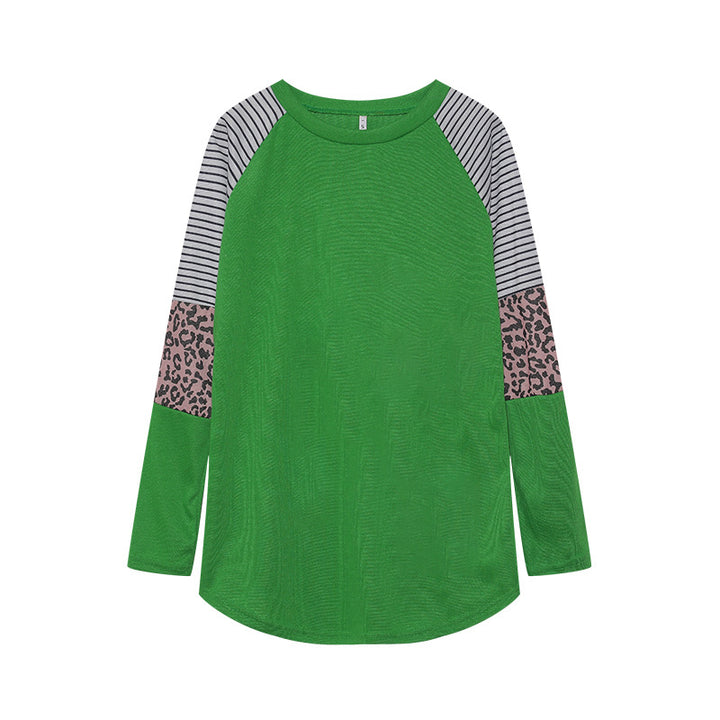 Kvinders sporty langærmet skjorte med dyreprint og moderne stribedesign Stilla