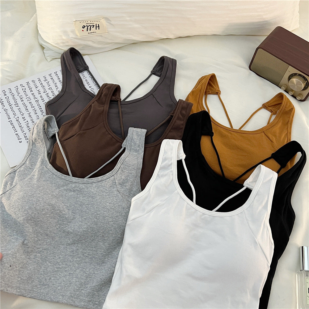 Femme Stilfuld Korte Tanktop med Komplekst Stropdesign Stilla